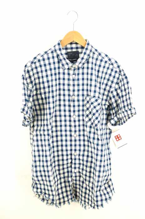 ZARA MAN （ザラマン） 裾フリンジ半袖ギンガムチェックシャツ メンズ トップス