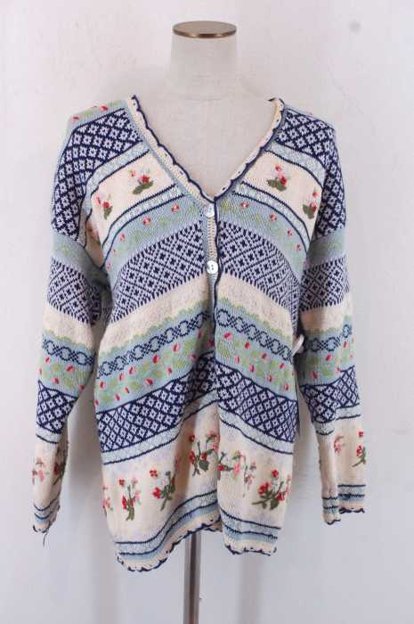 LAURA ASHLEY （ローラアシュレイ） 花柄刺繍カーディガン レディース トップス