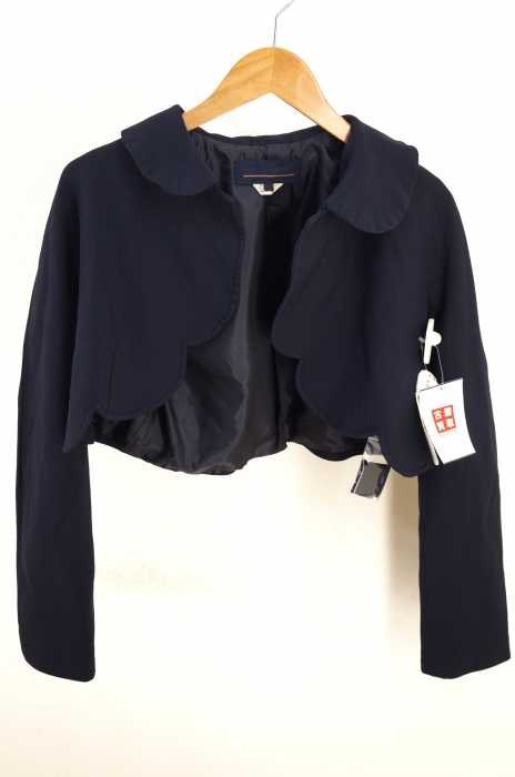 COMME des GARCONS GIRL（コムデギャルソンガール） AD2017 17AW 製品染め ポリ縮加工  スカラップボレロ ショートジャケット レディース アウター