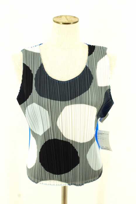 PLEATS PLEASE ISSEY MIYAKE （プリーツプリーズイッセイミヤケ） 水玉柄ノースリーブプリーツ レディース トップス