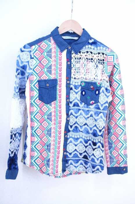 Desigual（デシグアル） デニムレース クレイジーパターン シャツ レディース トップス