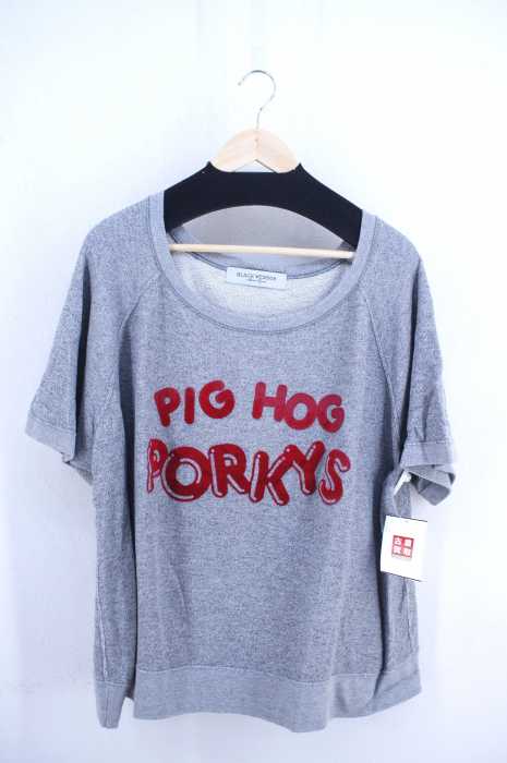 BLACK WEIRDOS（ブラック ウィドゥ） PIG HOG PORKYS フロッキープリント スウェットT メンズ トップス