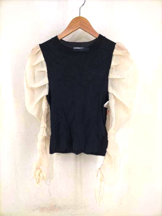 ZARA(ザラ) KNIT SWEATER ORGANZA PUFF SLEEVES レディース トップス