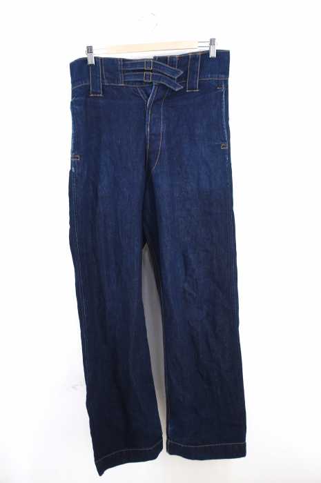 JUNYA WATANABE COMME des GARCONS MAN（ジュンヤワタナベコムデギャルソンマン） AD2003 04SS 2連ウエストベルト 裾品番プリント ボタンフライワイドデニムぺインターパンツ メンズ パンツ