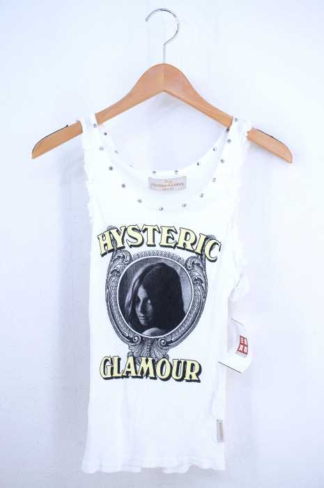 HYSTERIC GLAMOUR （ヒステリックグラマー） ビジュー装飾 プリントリブノースリーブカットソー レディース トップス