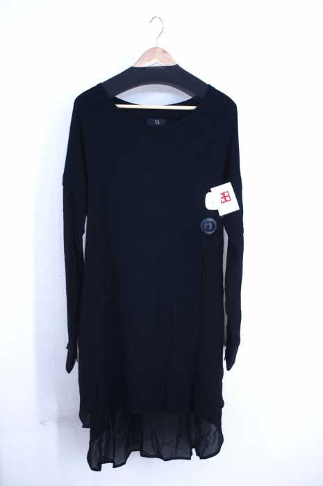 Y's (ワイズ) 18AW 異素材切替 シャツドッキングデザインニットカットソーワンピース レディース ワンピース