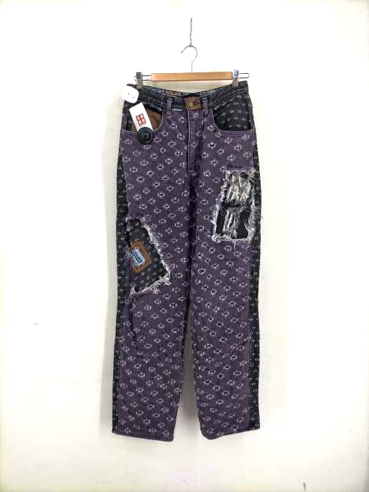 USED古着(ユーズドフルギ) MAJOR DAMAGE ダメージ リペア加工 ジップフライデニムパンツ メンズ パンツ