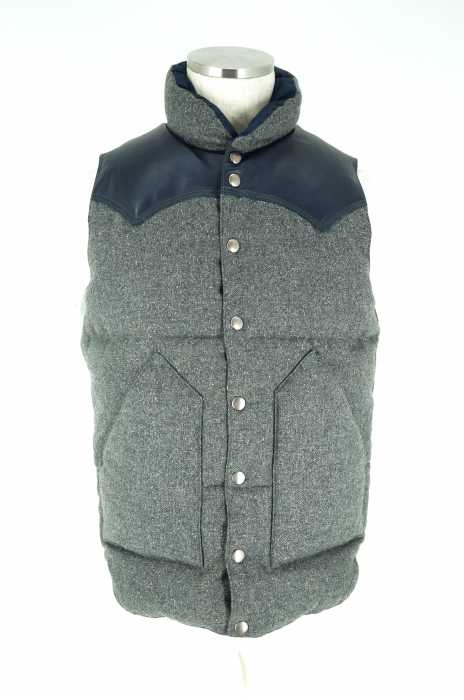 Rocky Mountain FeatherBed (ロッキーマウンテンフェザーベッド) レザー切り替えダウンベスト メンズ アウター