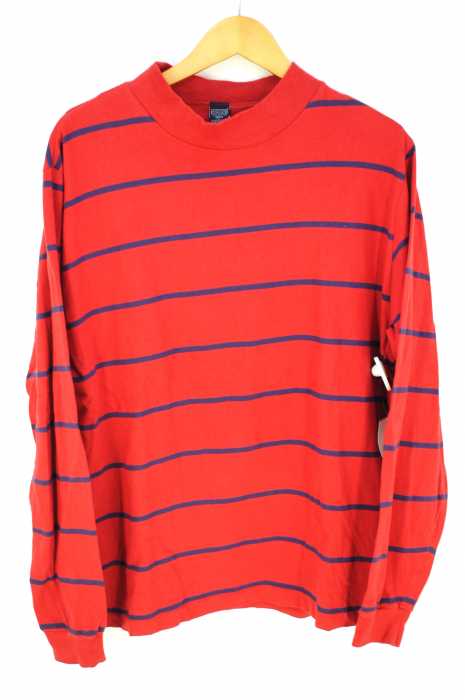 LANDS END(ランズエンド) ボーダー柄モックネックカットソー メンズ トップス