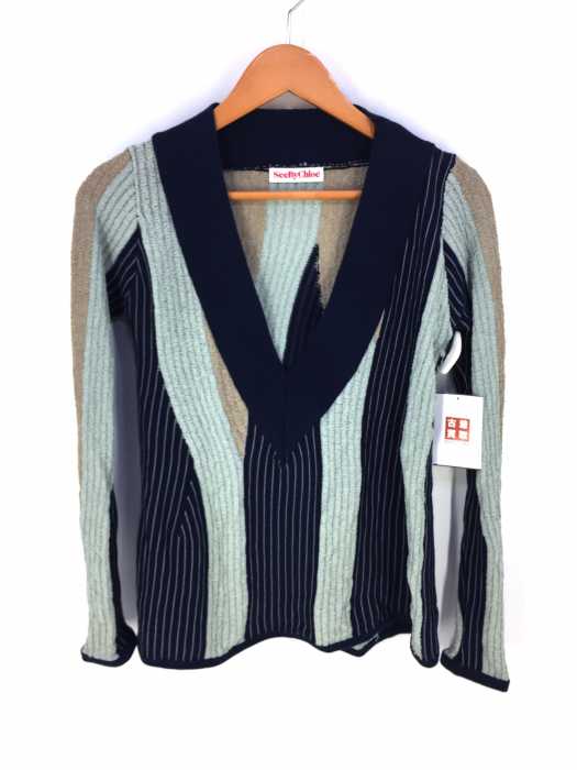 SEE BY CHLOE （シーバイクロエ） Vネック コットンレーヨン ニット トップ レディース トップス