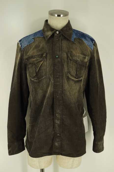 DIESEL （ディーゼル） デニム切替加工コーデュロイウエスタンシャツ メンズ トップス