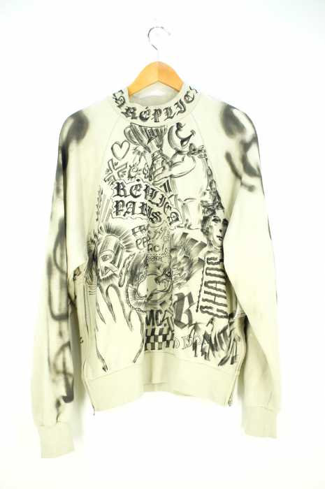 replica×fear of god（レプリカ フィアオブゴッド） 総イラスト　サイドジップ　モックネック メンズ トップス