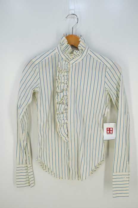RALPH LAUREN （ラルフローレン） Slim Fit ストライプ柄フリルシャツ レディース トップス