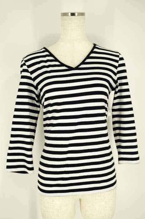 marimekko （マリメッコ） ボーダー柄VネックTシャツ レディース トップス