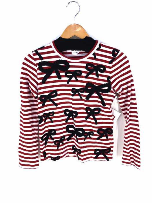COMME des GARCONS COMME des GARCONS（コムデギャルソンコムデギャルソン） AD2008 リボンプリントボーダーTシャツ レディース トップス