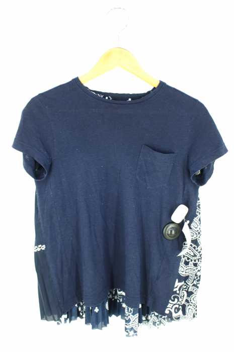Sacai（サカイ） 16SS ペイズリー柄 バックプリーツTシャツ レディース 