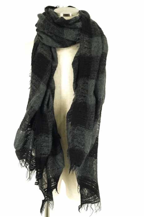 pas de calais (パドカレ) モヘヤ混チェック柄マフラー レディース ファッション雑貨