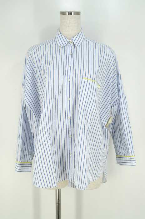 ZARA BASIC （ザラベーシック） ストライプ柄七分袖ドルマンボタンシャツ レディース トップス