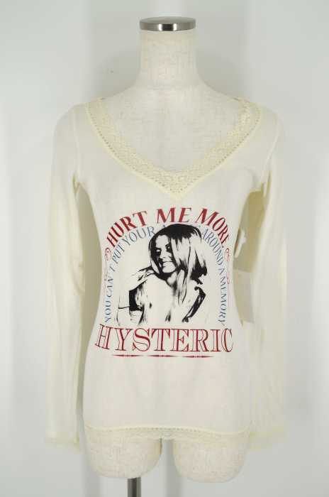 HYSTERIC GLAMOUR （ヒステリックグラマー） レースVネックガールプリントカットソー レディース トップス