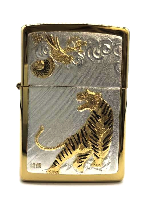 ZIPPO（ジッポ） 純銀 オイルライター タイガー ドラゴン メンズ ファッション雑貨