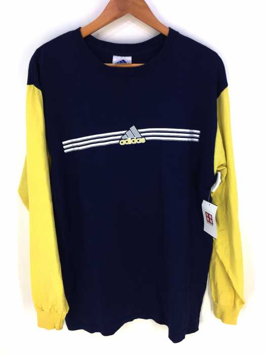 adidas （アディダス） バイカラー コットン クルーネック ロングスリーブ Tシャツ メンズ トップス