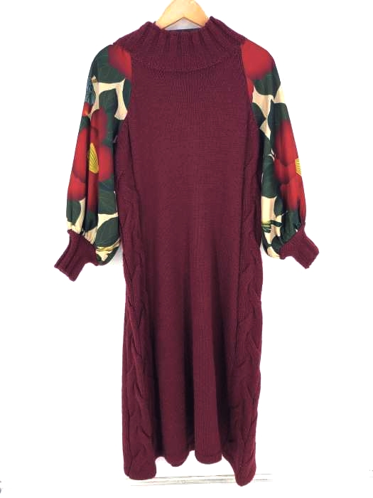 【最終お値下げ】ふりふ　花柄ニットロングワンピース ふりふ（フリフ） 花柄切替ニットロングワンピース レディース