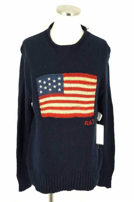Polo by RALPH LAUREN （ポロバイラルフローレン） 星条旗リネン混ニットプルオーバー メンズ トップス