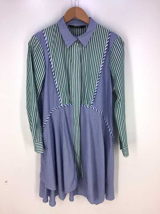 ZARA BASIC (ザラベーシック) 切替ストライプシャツワンピース レディース ワンピース