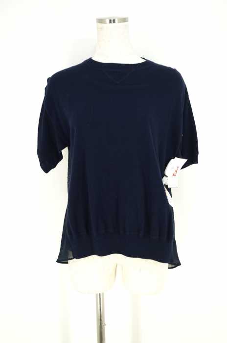 sacai luck （サカイラック） 異素材切替ショートスリーブニットトップス レディース トップス