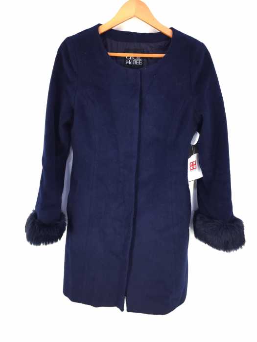 CECIL McBEE(セシルマクビー) 袖ファー付ノーカラーコート レディース アウター