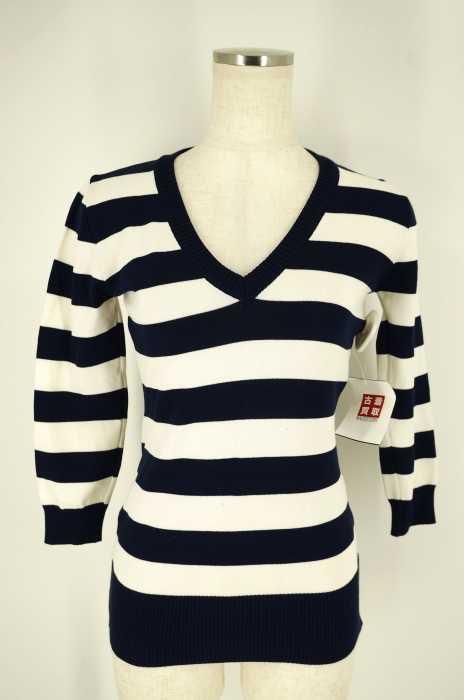 FACADE GREEN UNITED ARROWS green label relaxing （ファサードグリーンユナイテッドアローズグリーンレーベルリラクシング） Vネックボーダーニットプルオーバー レディース トップス
