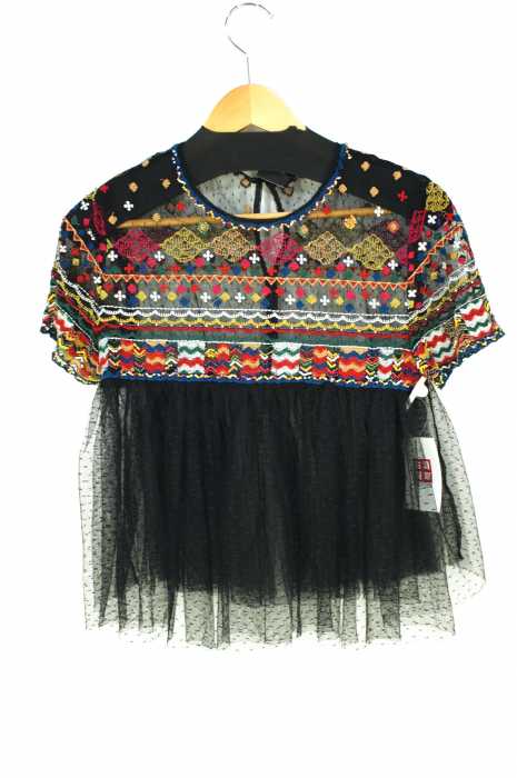 ZARA（ザラ） 総レース チュールペプラムブラウス レディース トップス