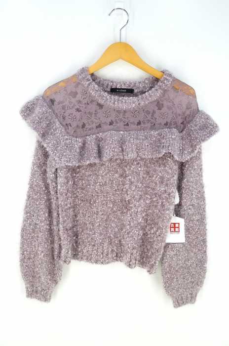 w closet（ダブルクローゼット） フラグフェザーレース切替フリルニット レディース トップス