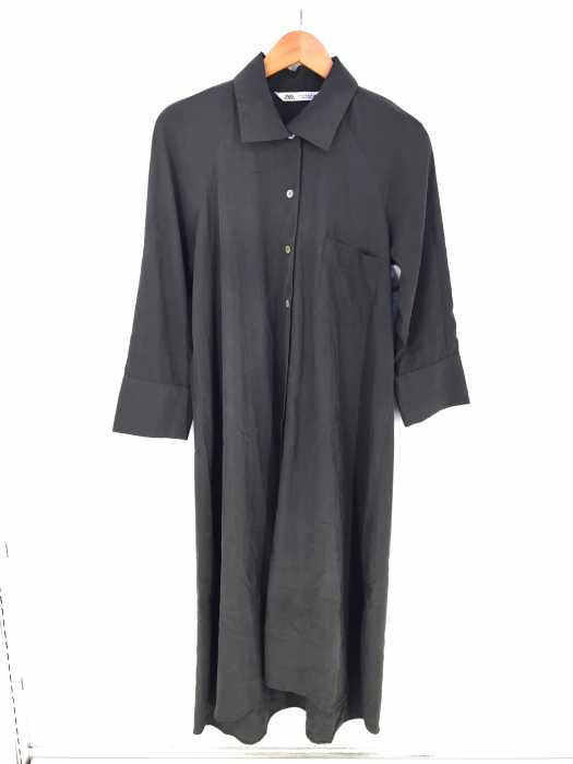 ZARA（ザラ） リヨセル紺　七分袖　ロングシャツワンピース レディース ワンピース