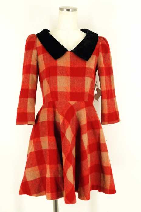 Cynthia Rowley (シンシアローリー) チェック柄半袖ウールワンピース レディース トップス