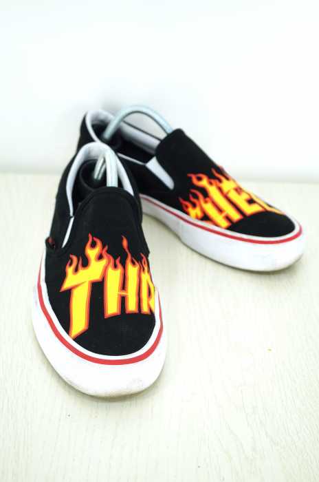 Vans x Thrasher (ヴァンズ スラッシャー) Slip-On Pro Black Skate Shoes メンズ シューズ