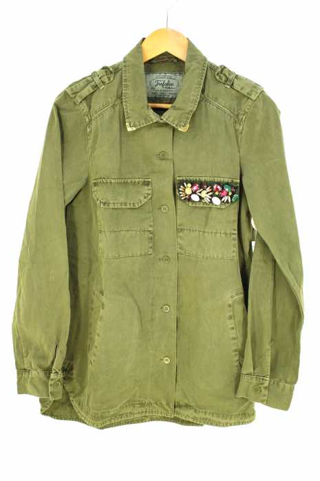ZARA（ザラ） ビジュー付き ミリタリーロングシャツジャケット レディース アウター