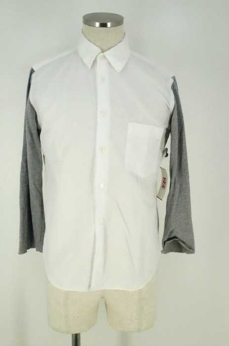 BLACK COMME des GARCONS （ブラックコムデギャルソン） AD2012　異素材切替スリーブボタンシャツ メンズ トップス
