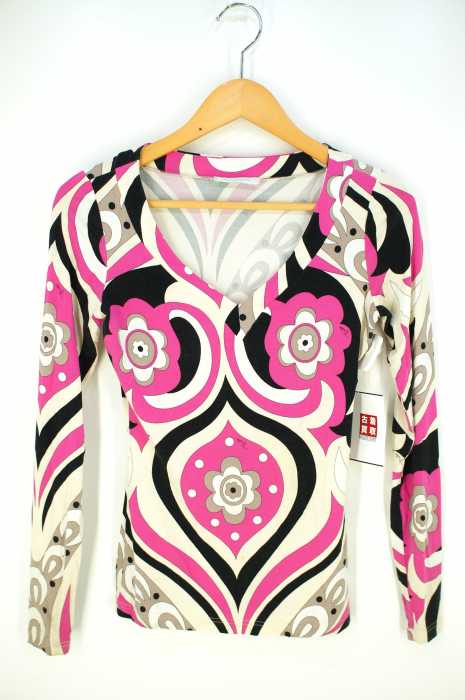 EMILIO PUCCI（エミリオプッチ） 総柄ストレッチVネックカットソー レディース トップス
