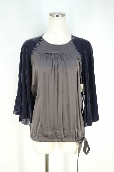 ISABEL MARANT （イザベルマラン） ベロア切替フレアスリーブシルクトップス レディース トップス