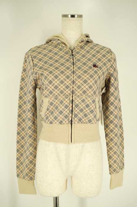 BURBERRY BLUE LABEL（バーバリーブルーレーベル） チェック柄　ショート丈ジップパーカー レディース トップス