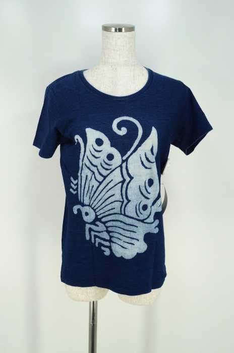 OKURA （オクラ） インディゴ染めTシャツ レディース トップス