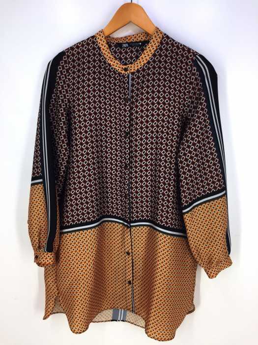 ZARA（ザラ） バンドカラー総柄シャツ レディース トップス