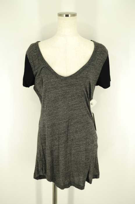ZARA (ザラ) Vネック袖切替バイカラーTシャツ レディース トップス