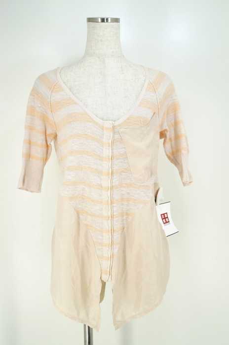 FREE PEOPLE（フリーピープル） シフォン切替ボーダーリネンニットトップス レディース トップス