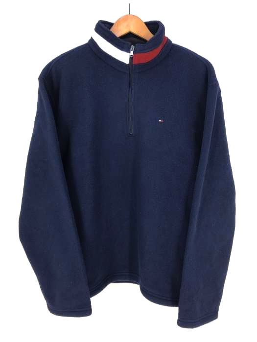 TOMMY HILFIGER（トミーヒルフィガー） ワンポイント刺繍 ハーフジップ フリース メンズ アウター
