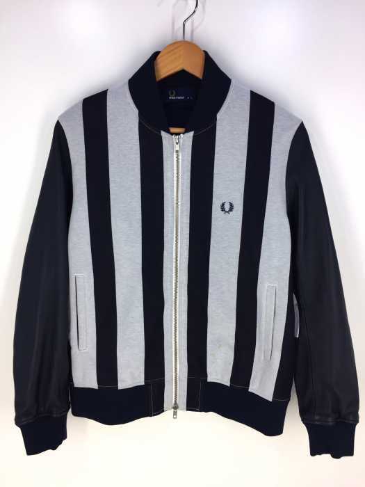 FRED PERRY （フレッドペリー） レザー切替ストライプジャージーブルゾン メンズ アウター