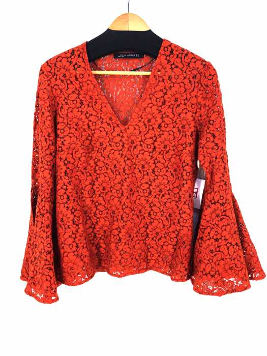 ZARA WOMAN (ザラ ウーマン) フリル Vネック ブラウス レディース トップス