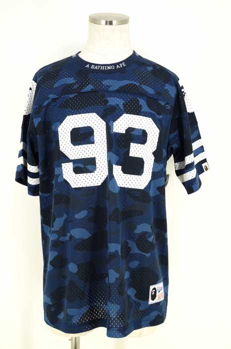 A BATHING APE （アベイシングエイプ） 2016 NAVY CAMO MESH FOOTBALL Tシャツ メンズ トップス