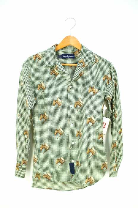 RALPH LAUREN （ラルフローレン） USA製 ポニー総柄 開襟　オープンカラー リメイク メンズ トップス